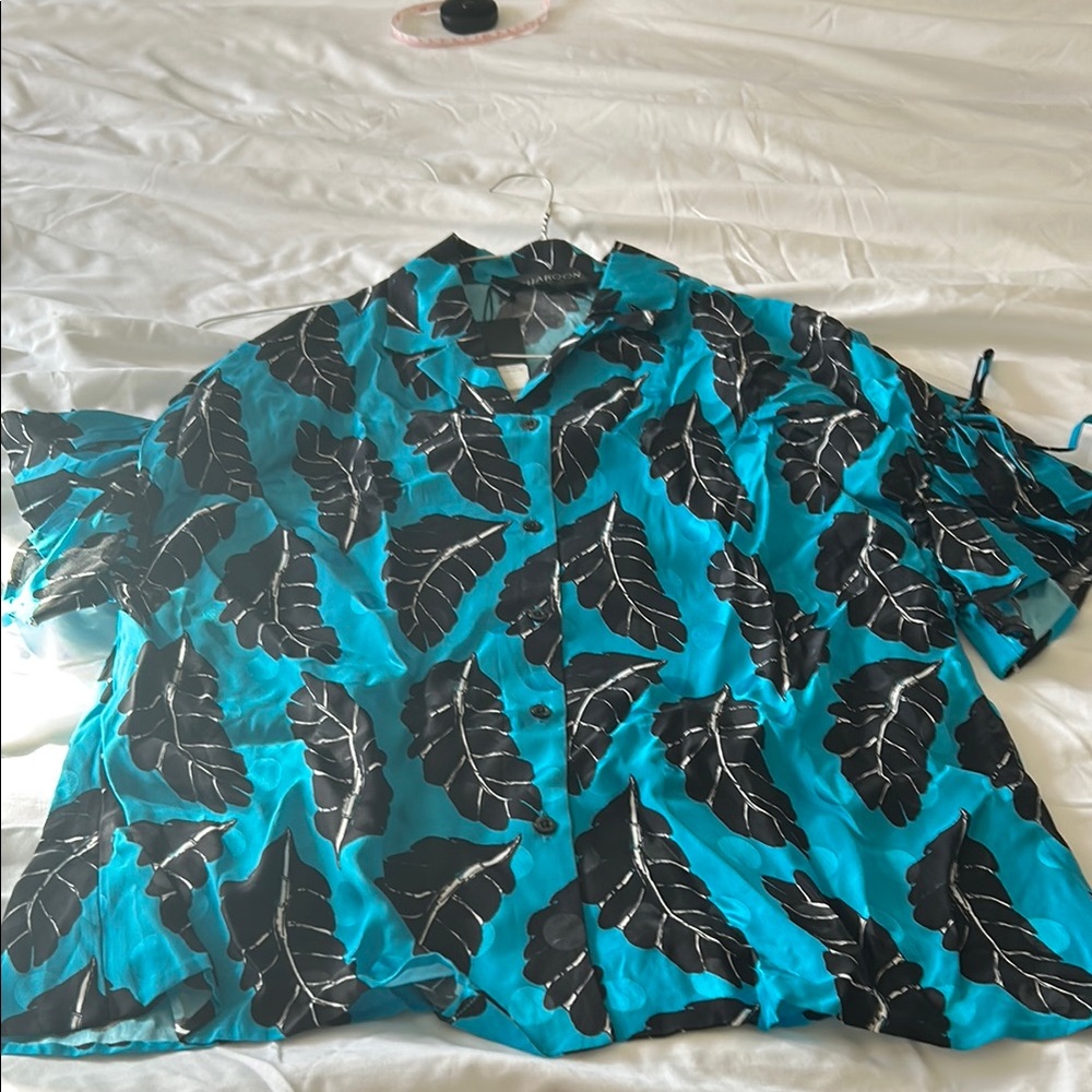 Thakoon Tropical Leaf Print Button-Up Shirt